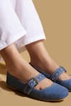 Buy_Tiesta_Blue Custom Denim Ballet Flats _at_Aza_Fashions