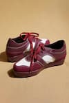 Shop_Tiesta_Maroon Leather Sneakers _at_Aza_Fashions