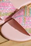 Tiesta_Pink Hand Embroidered Neon Sliders _Online_at_Aza_Fashions