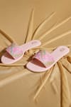 Shop_Tiesta_Pink Hand Embroidered Neon Sliders _at_Aza_Fashions