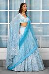 Shop_SHASHA GABA_Blue Tissue Embroidery V-neck Embellished Lehenga Set _Online_at_Aza_Fashions