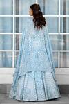 Shop_SHASHA GABA_Blue Tissue Embroidery V-neck Embellished Lehenga Set _at_Aza_Fashions