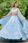 Shop_SHASHA GABA_Blue Tissue Embroidery V-neck Embellished Lehenga Set 