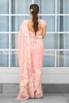 Shop_SHASHA GABA_Pink Silk Organza Embroidery Round Neck Hand Embellished Saree Set _at_Aza_Fashions
