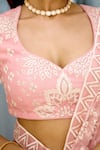 Buy_SHASHA GABA_Pink Silk Organza Embroidery Round Neck Hand Embellished Saree Set 