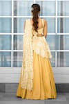 Shop_SHASHA GABA_Yellow Tissue Embroidery Round Neck Hand Embellished Lehenga Saree Set _at_Aza_Fashions