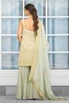 Shop_SHASHA GABA_Green Tissue Embroidery Round Neck Hand Embellished Kurta Sharara Set _at_Aza_Fashions