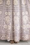 SHASHA GABA_Gray Net Embroidery V-neck Grey Gown _Online_at_Aza_Fashions