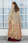 Shop_SHASHA GABA_Blue Net Sequins, Embroidery Round Neck, Ombre Cape And Lehenga Set _at_Aza_Fashions