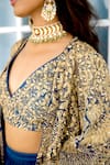 Shop_SHASHA GABA_Blue Net Sequins, Embroidery Round Neck, Ombre Cape And Lehenga Set _Online_at_Aza_Fashions