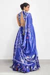 Shop_SHASHA GABA_Blue Chanderi Tassels Round Neck Peacock Garden Printed Lehenga Set _at_Aza_Fashions