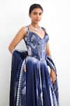 SHASHA GABA_Blue Satin, Silk Sequins Sweetheart Neck Swirl Corset Lehenga Set  _Online_at_Aza_Fashions