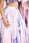 SHASHA GABA_Purple Georgette Sequins Square Neck Lehenga Set _at_Aza_Fashions