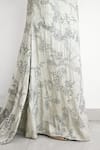 Buy_SHASHA GABA_Green Crepe Beads V-neck Embroidered Floor Length Gown _Online