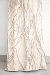 Buy_SHASHA GABA_Ivory Crepe Sequins, Beads Round Neck Embroidered Floor Length Gown 