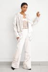 Buy_SHASHA GABA_Ivory Crepe Beads, Embroidery Round Neck, Sweetheart Aurora Jacket Pant Set _at_Aza_Fashions