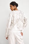 Shop_SHASHA GABA_Ivory Crepe Beads, Embroidery Round Neck, Sweetheart Aurora Jacket Pant Set _at_Aza_Fashions