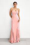 SHASHA GABA_Pink Crepe Sequins, Embroidery Square Neck Cami Gown _Online_at_Aza_Fashions