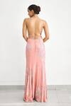 Shop_SHASHA GABA_Pink Crepe Sequins, Embroidery Square Neck Cami Gown _at_Aza_Fashions