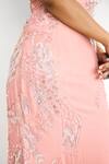Shop_SHASHA GABA_Pink Crepe Sequins, Embroidery Square Neck Cami Gown 