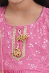 Little Bansi_Pink Chanderi Silk Zari, Sequins Embroidered Cranberry Kurta Set _Online