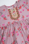 Buy_Little Bansi_Pink Muslin Embroidery Printed Dusky Rose Kurta Sharara Set 