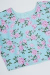 Little Bansi_Blue Chanderi Silk, Cotton Designer Printed Saree And Blouse Set _at_Aza_Fashions