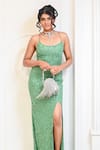 Shop_Nayaab By Sonia_Silver Diamonds Celestial Moonlit Majesty Diamante Potli Bag _at_Aza_Fashions
