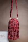 Buy_Nayaab By Sonia_Red Beads, Tassels Beaded Potli Bag _at_Aza_Fashions