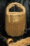 Buy_Nayaab By Sonia_Gold Beads, Tassels Embellished Sailor Potli _at_Aza_Fashions