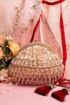 Buy_Nayaab By Sonia_Pink Sequins, Beads Frame Finish Dangling Clutch _at_Aza_Fashions