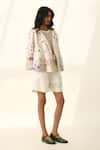 Buy_Payal Pratap_Ivory Viscose, Linen Embroidery Collared Jacket _at_Aza_Fashions