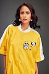Deepika Arora_Yellow Cotton Round Neck Color-blocked Dress _Online_at_Aza_Fashions