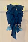 Shop_Rage Attire-Sweta Saria_Blue Cotton Tassels Lotus Lehenga Set _at_Aza_Fashions