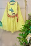 Buy_Rage Attire-Sweta Saria_Yellow Cotton, Chanderi , Tassels, Cow And Palm Tree Top & Palazzo Set _at_Aza_Fashions