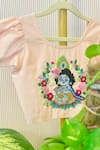 Shop_Rage Attire-Sweta Saria_Peach Cotton, Silk, Kota Doria Floral Little Krishna Blouse And Lehenga Set _at_Aza_Fashions