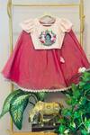 Buy_Rage Attire-Sweta Saria_Peach Cotton, Silk, Kota Doria Floral Little Krishna Blouse And Lehenga Set _at_Aza_Fashions