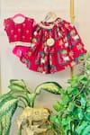 Buy_Rage Attire-Sweta Saria_Red Chanderi Cotton, Silk Fringe Pichwai Printed Lehenga Set _at_Aza_Fashions