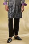Rabani & Rakha_Ivory Silk Sequins Ombre Kurta And Pant Set _Online_at_Aza_Fashions