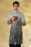 Buy_Rabani & Rakha_Ivory Silk Sequins Ombre Kurta And Pant Set _Online_at_Aza_Fashions