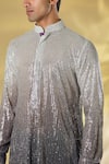 Shop_Rabani & Rakha_Ivory Silk Sequins Ombre Kurta And Pant Set _Online_at_Aza_Fashions