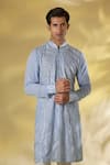 Rabani & Rakha_Blue Silk Gota Patti, Embroidery Pale Thread Kurta Set _Online_at_Aza_Fashions