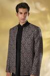 Rabani & Rakha_Black Silk Embroidery Thread Work Kurta Set _at_Aza_Fashions