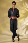 Buy_Rabani & Rakha_Blue Georgette Sequins Dark Kurta Set _at_Aza_Fashions