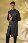 Buy_Rabani & Rakha_Blue Georgette Sequins Dark Kurta Set _Online_at_Aza_Fashions