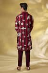 Shop_Rabani & Rakha_Wine Silk Embroidery, Zari Thread Kurta Pant Set _at_Aza_Fashions