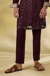 Buy_Rabani & Rakha_Maroon Georgette Embroidery Oxblood Designer Kurta And Pant Set _Online_at_Aza_Fashions