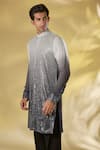 Shop_Rabani & Rakha_Ivory Georgette Sequins Ombre Kurta Set _Online_at_Aza_Fashions