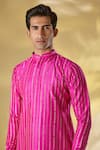 Rabani & Rakha_Pink Silk Zari Work Rani Kurta Set _Online_at_Aza_Fashions