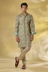 Buy_Rabani & Rakha_Green Silk Sequins Sage Designer Kurta Set _at_Aza_Fashions